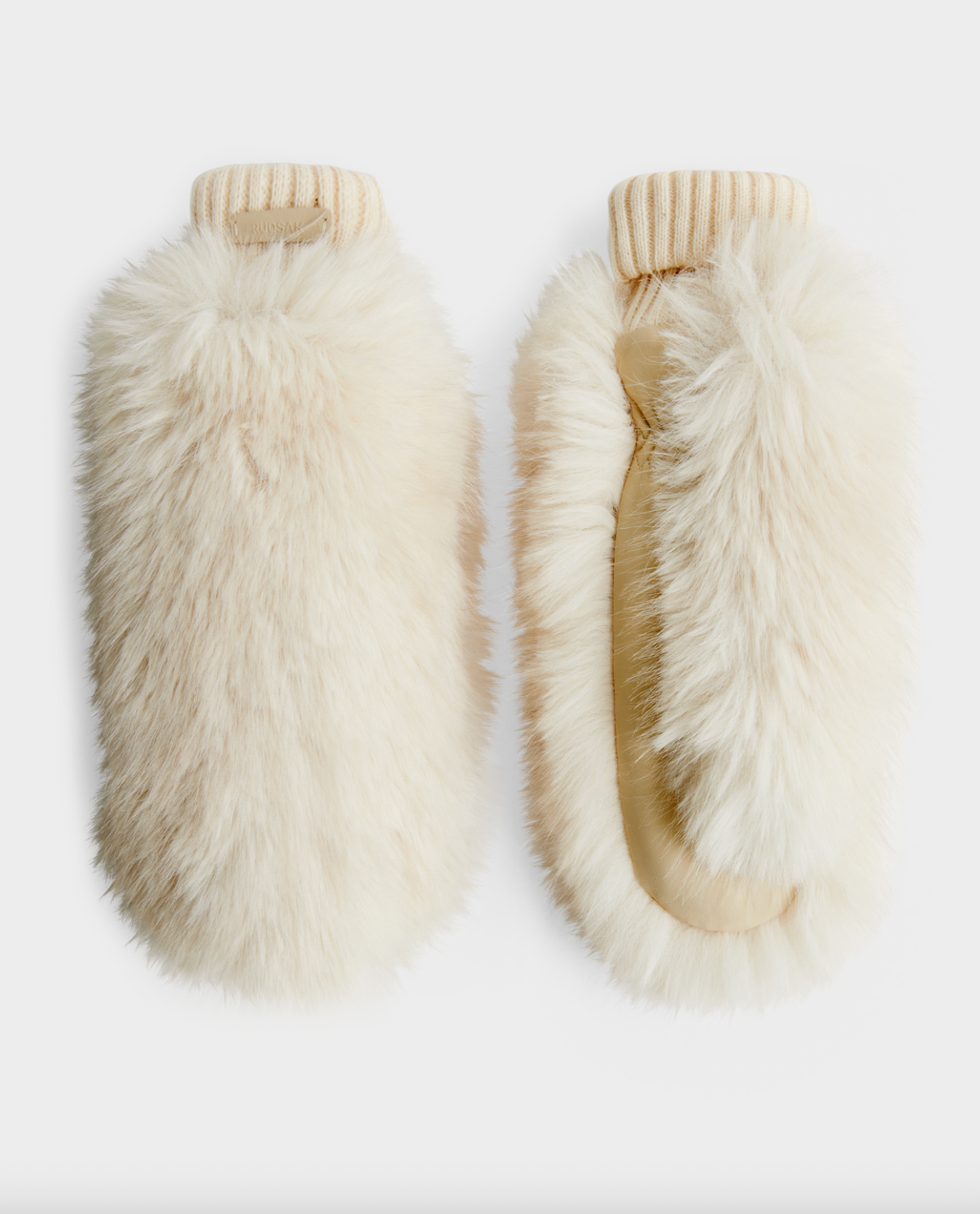 Bella Fur Mitten with Rib Knit Cuff