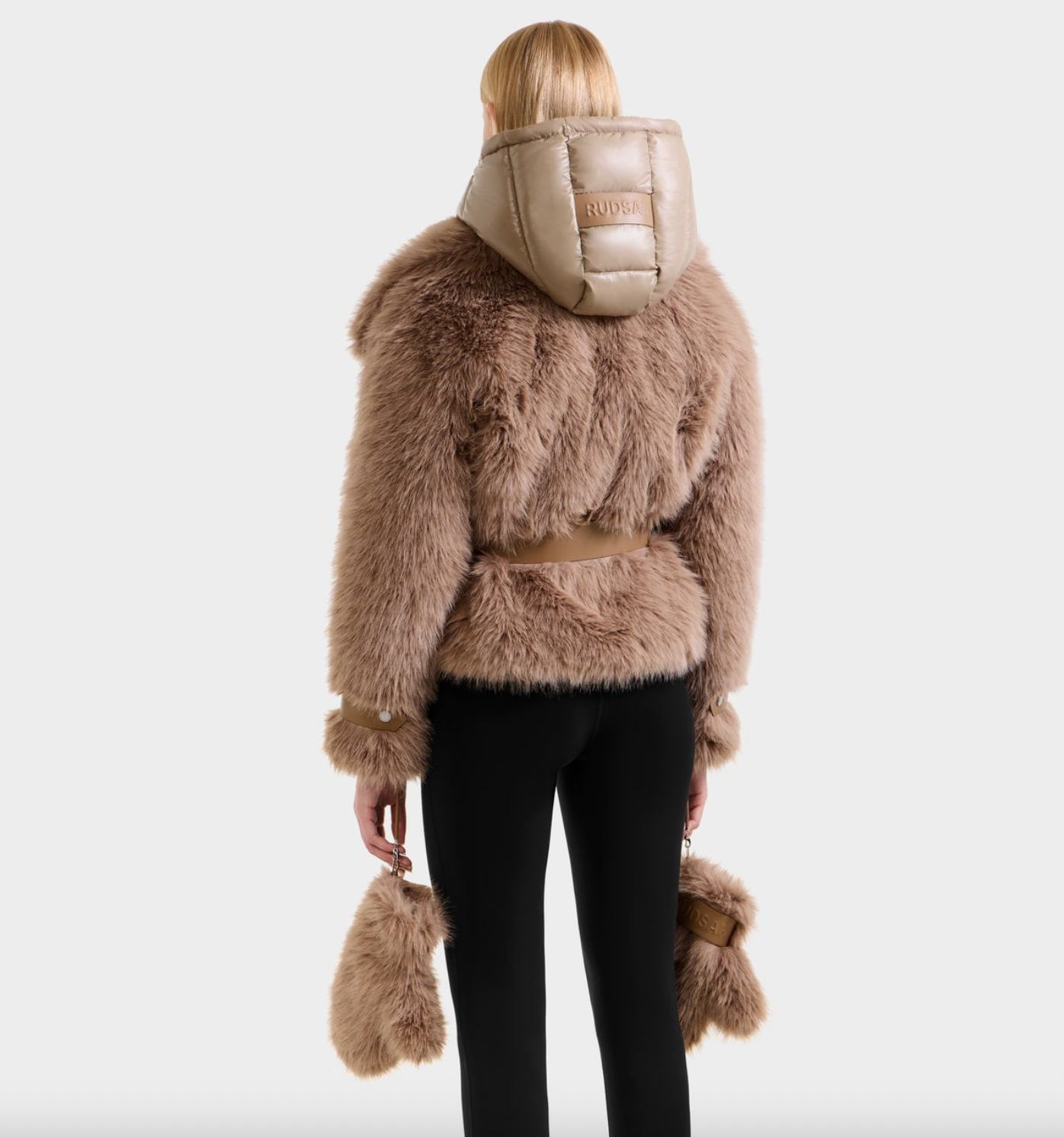 Chloe Faux Fur Jacket with Dickie, Faux Glove & Faux Leather Details Chloe Faux Fur Jacket with Dickie, Faux Glove & Faux Leather Details