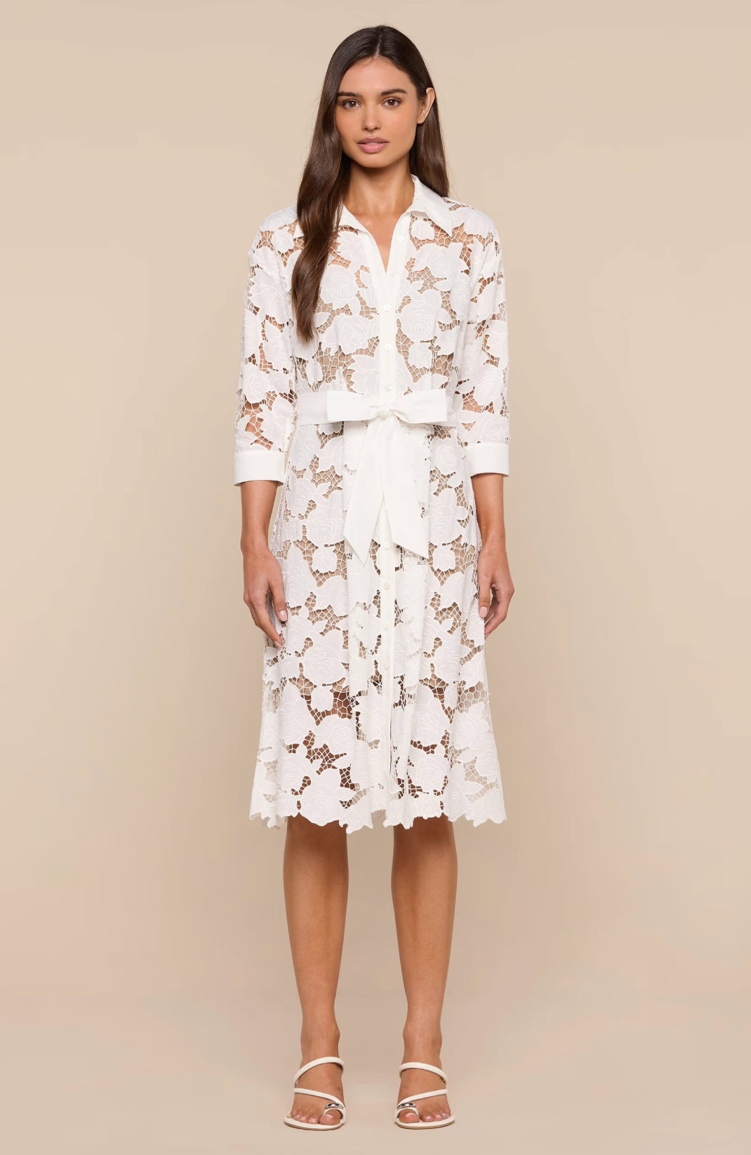 May Lace Midi Shirt Dress