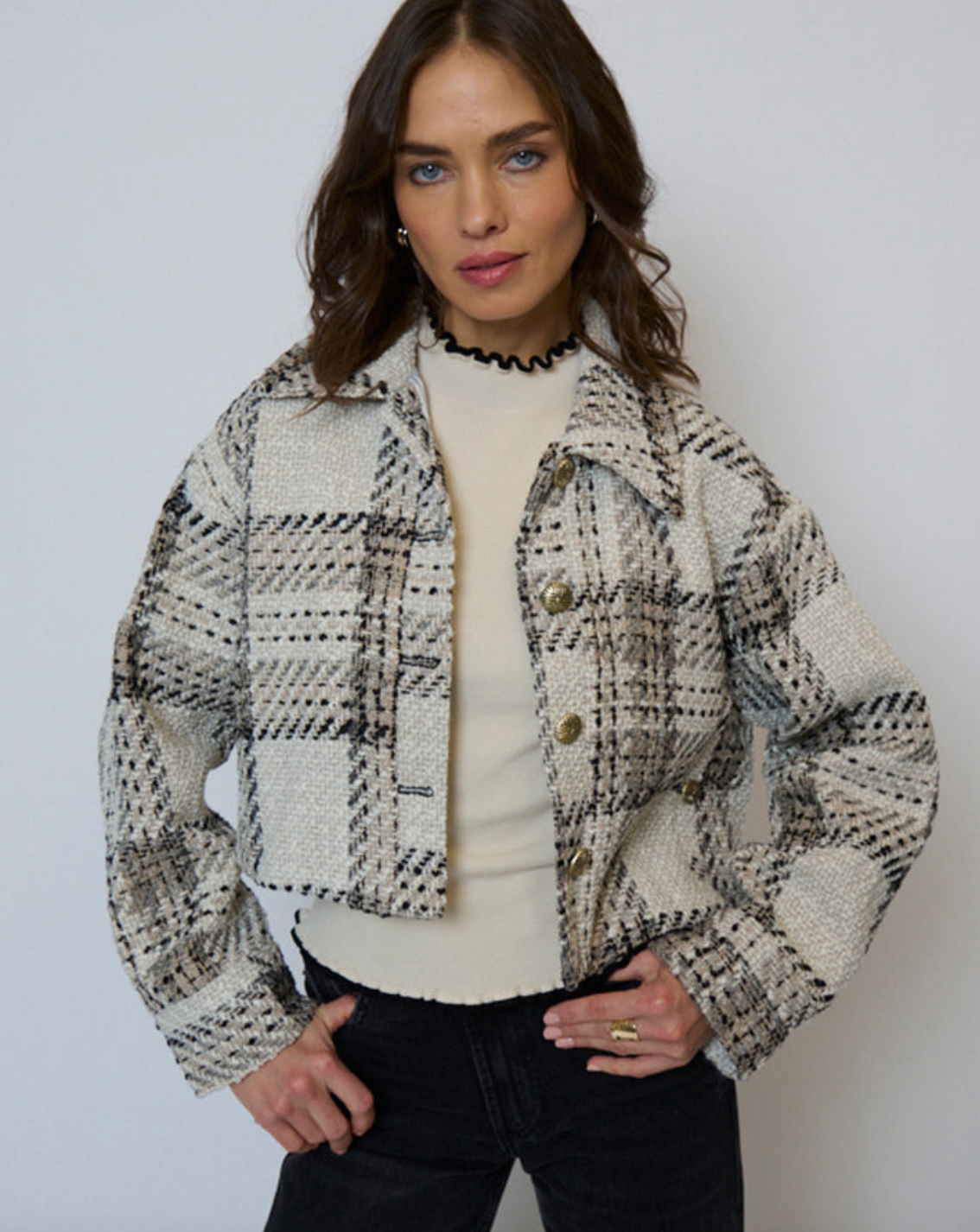 Billie Cropped Oversize Tweed Jacket