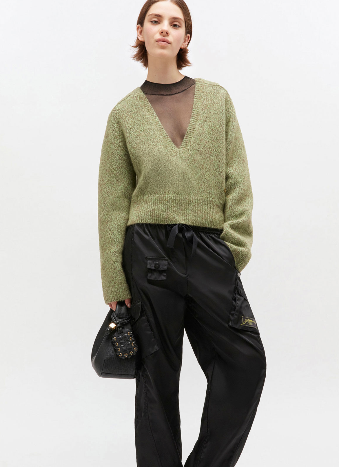 Brushed Mohair Mix Deep V-Neck