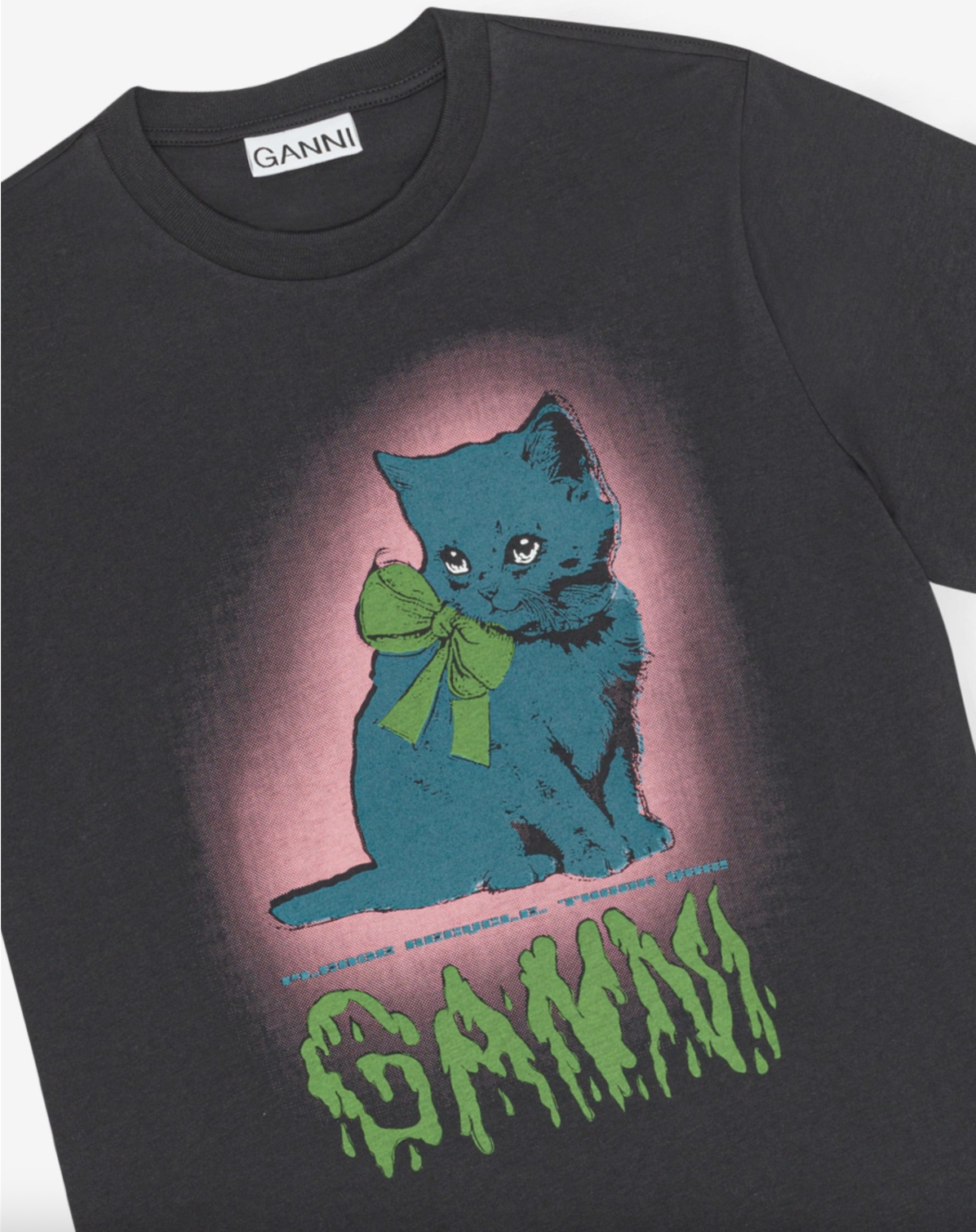 Basic Cotton Jersey Neon Kitty T-Shirt