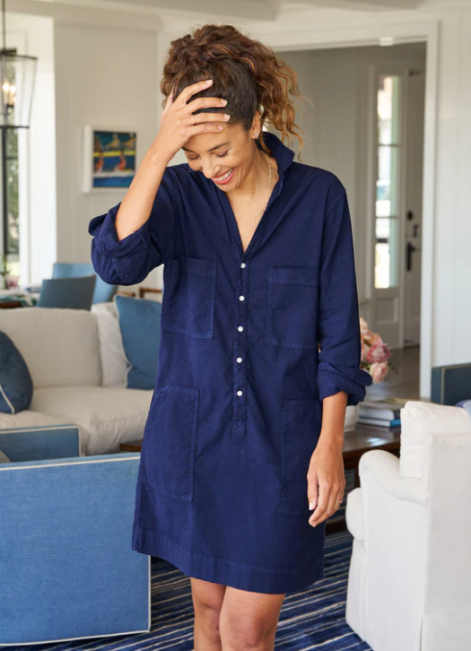 Long Sleeve Playsuit Dress in Linen