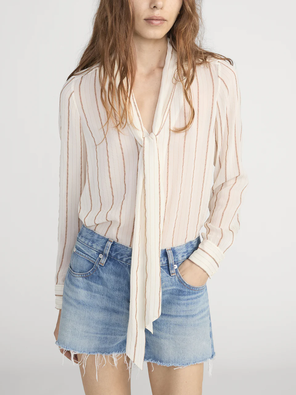 The Striped Silk Tie Blouse