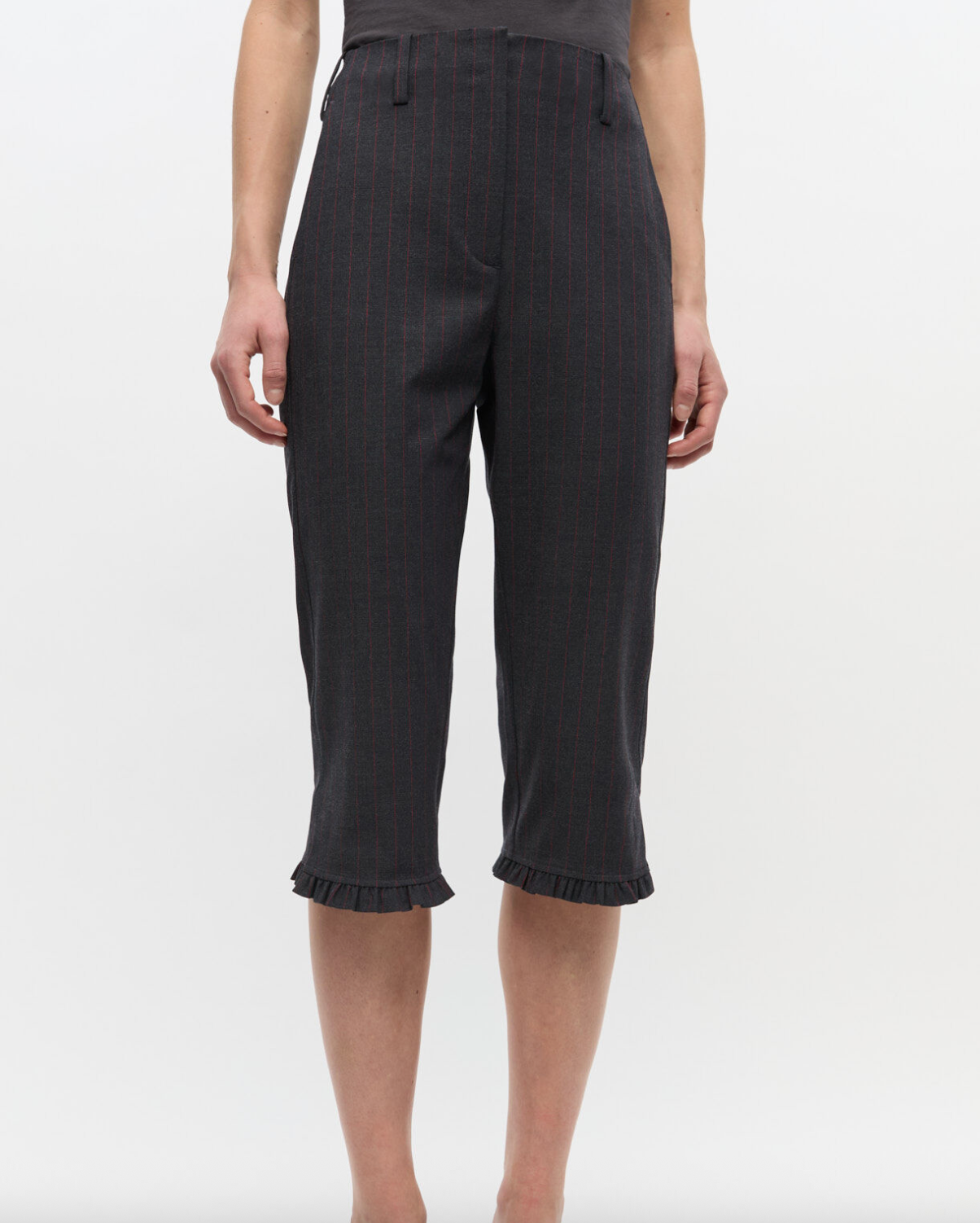 Stretch Stripe Tailoring Capri Pants