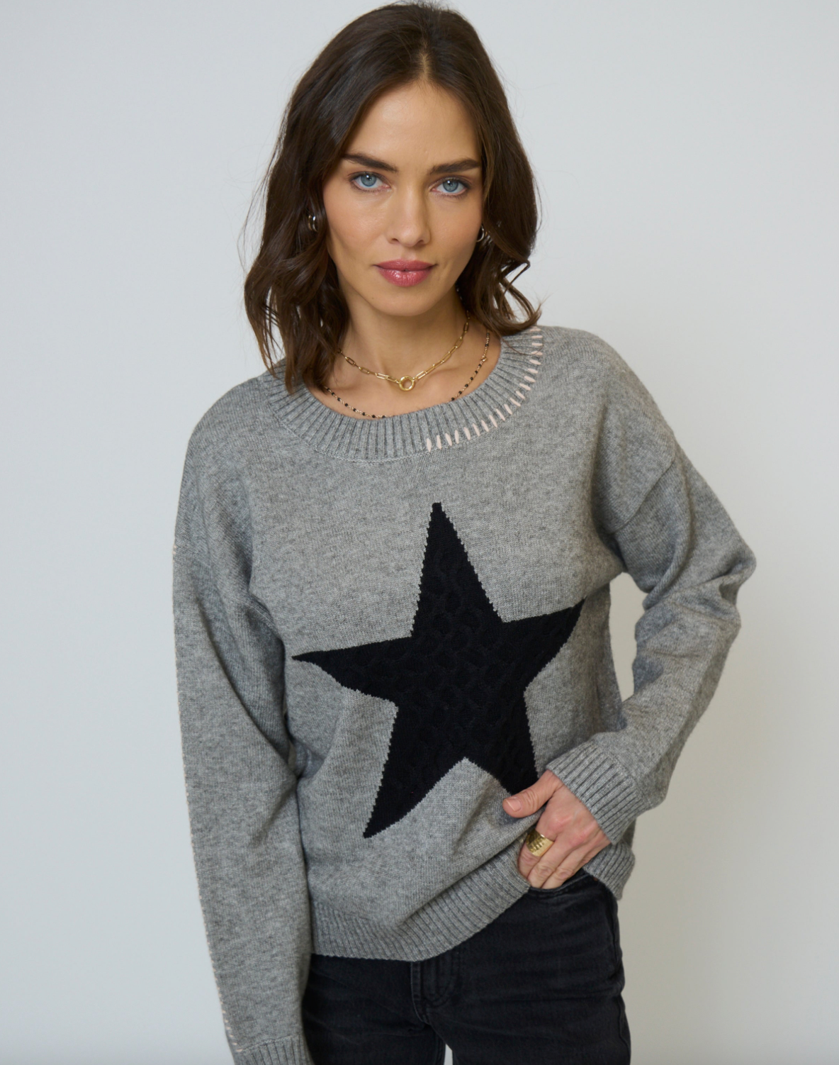 Myra Whipstitch Star Crewneck