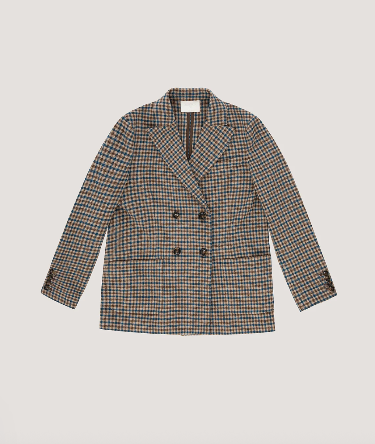 Double Breasted Blazer, Check Cashmere Double Breasted Blazer, Check Cashmere