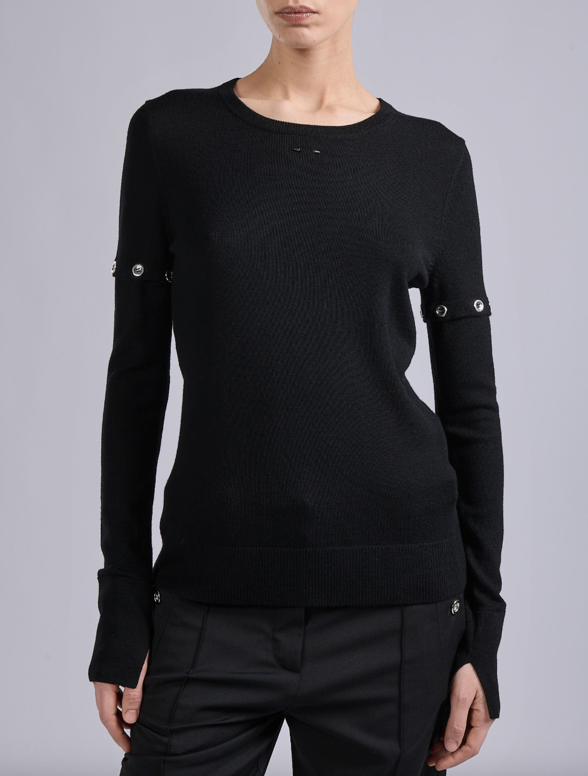 Rivet Detail Long Sleeve Knit Top