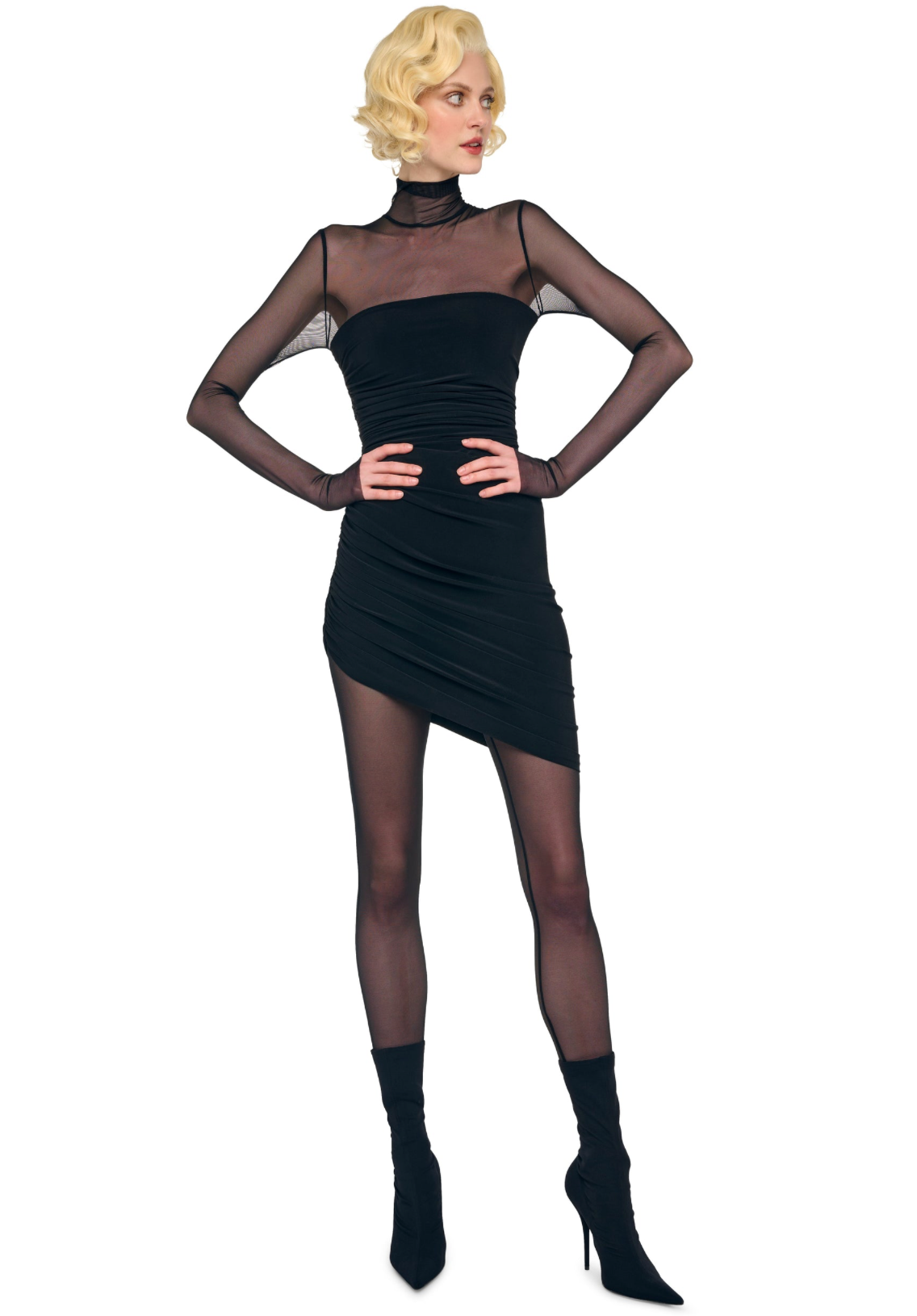 LS Turtleneck Strapless Diana Mini Dress