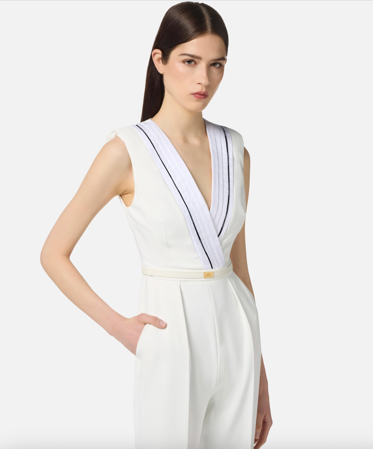 V-Neck Crepe Jumpsuit