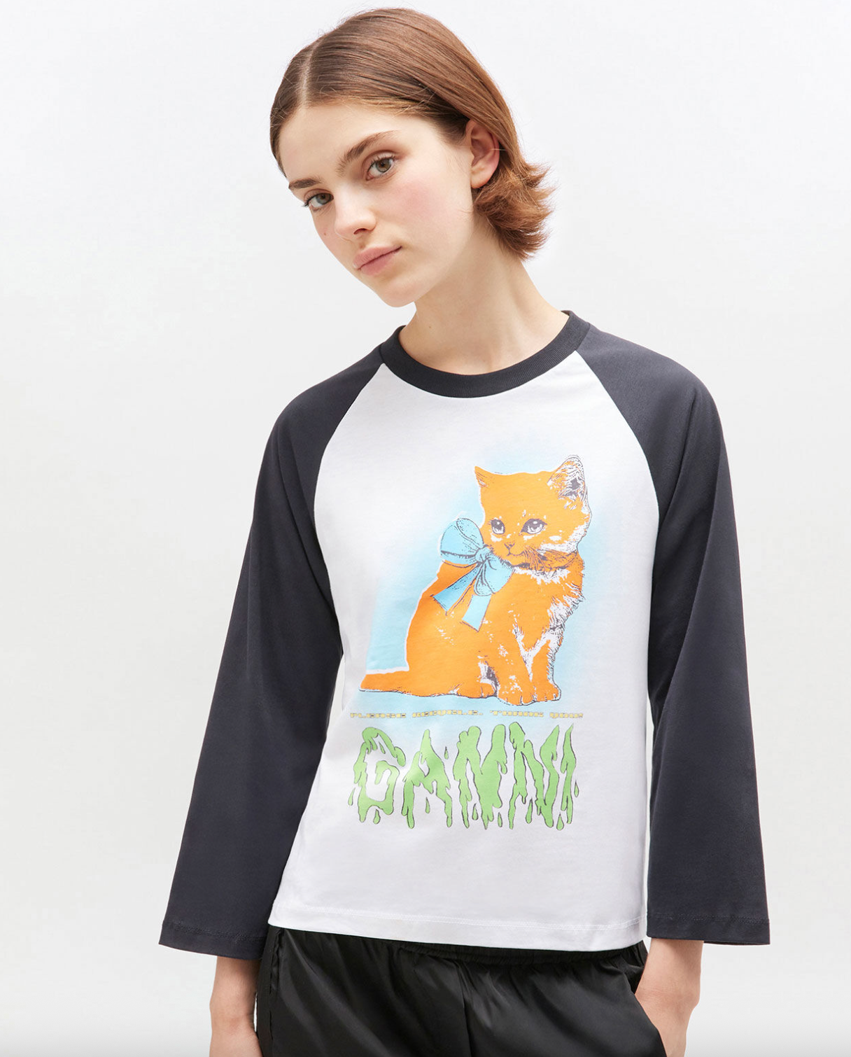 Basic Cotton Jersey Kitty Baby Fitted T-Shirt