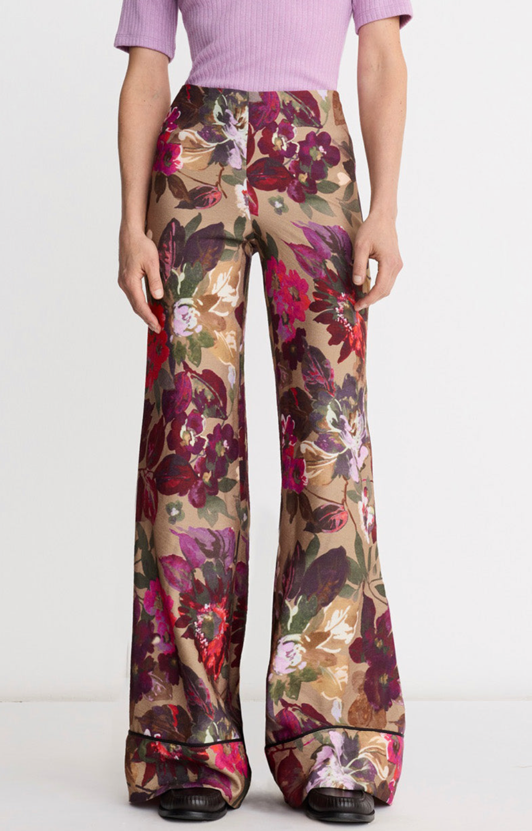 Piped Side Zip Palazzo Pant