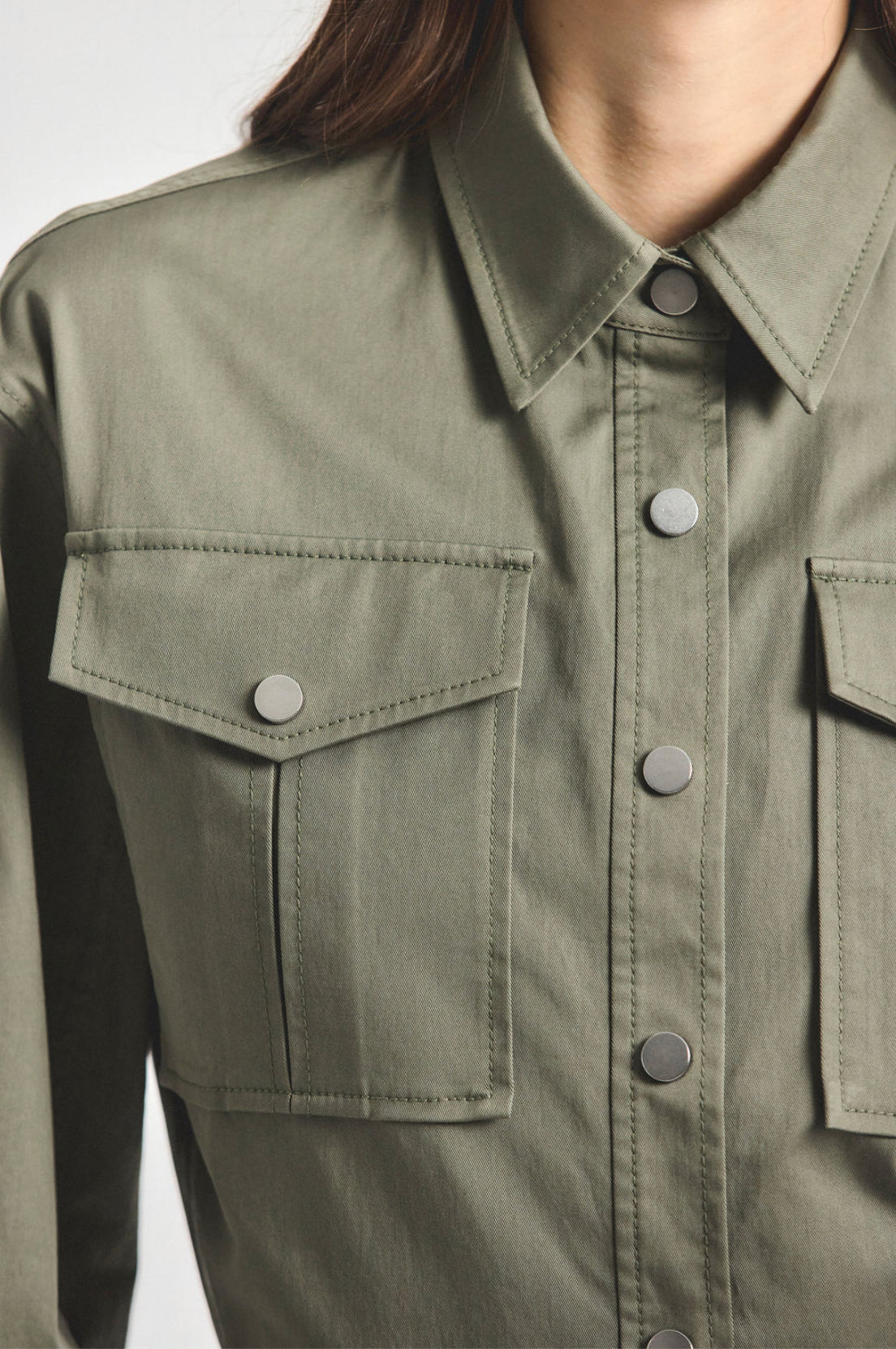 Brady Stretch Cotton Twill Long Sleeve Utility Dress