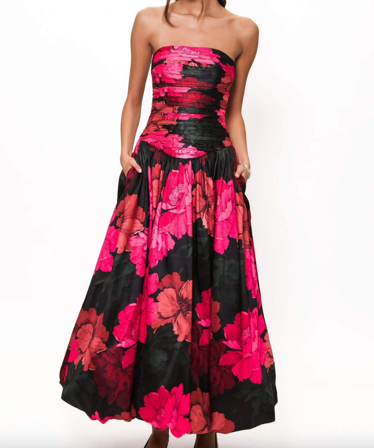 georgina maxi dress Baltic Born Womens Georgina Pleated Maxi Dress | Rosy Brown