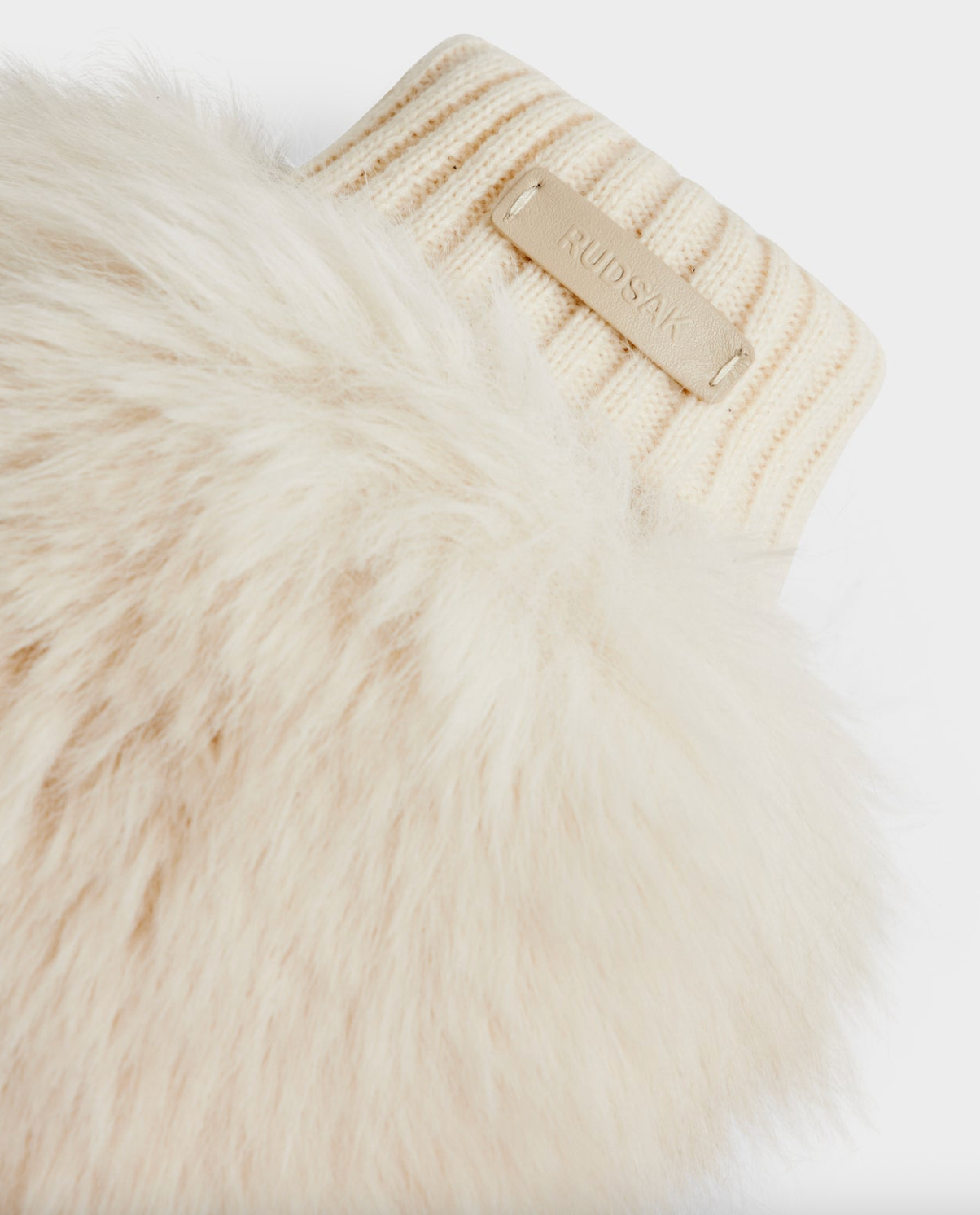 Bella Fur Mitten with Rib Knit Cuff