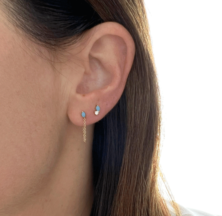14k Double Treasure Stud Earring