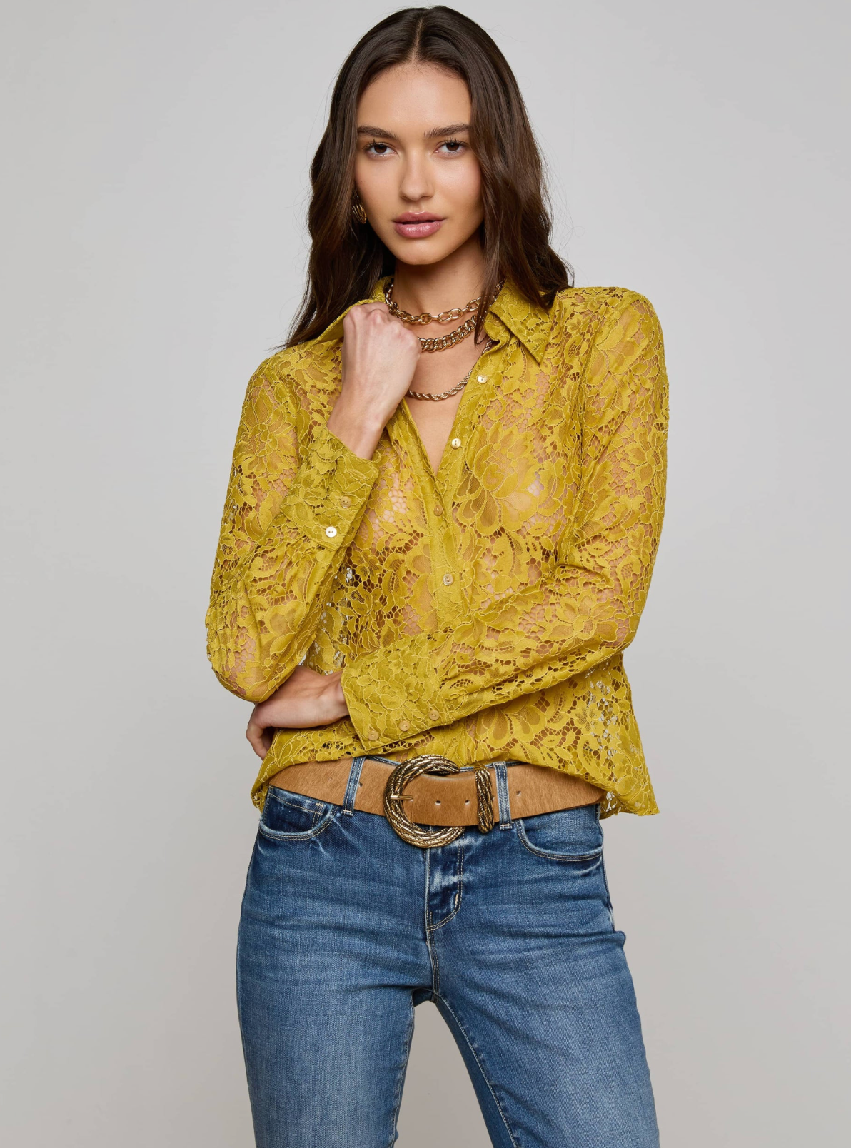Maia Lace Buttondown Blouse