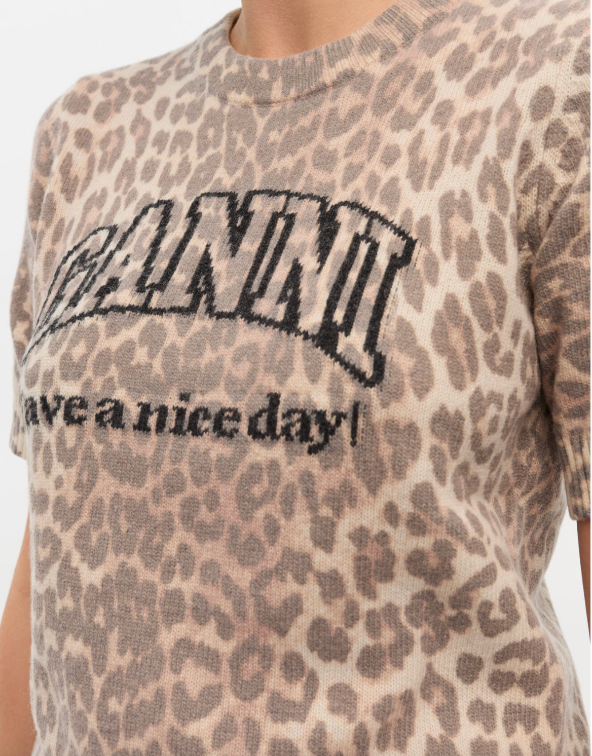 Graphic Wool Mix Printed Leopard T-Shirt - Garbarini Graphic Wool Mix Printed Leopard T-Shirt - Garbarini