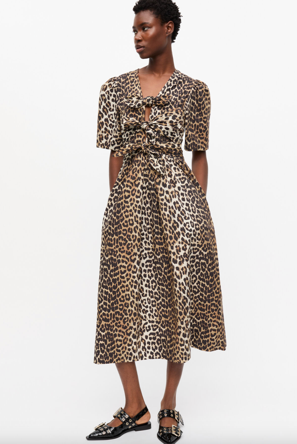 Printed Cotton Tie Strap Midi Dress - Garbarini Printed Cotton Tie Strap Midi Dress - Garbarini