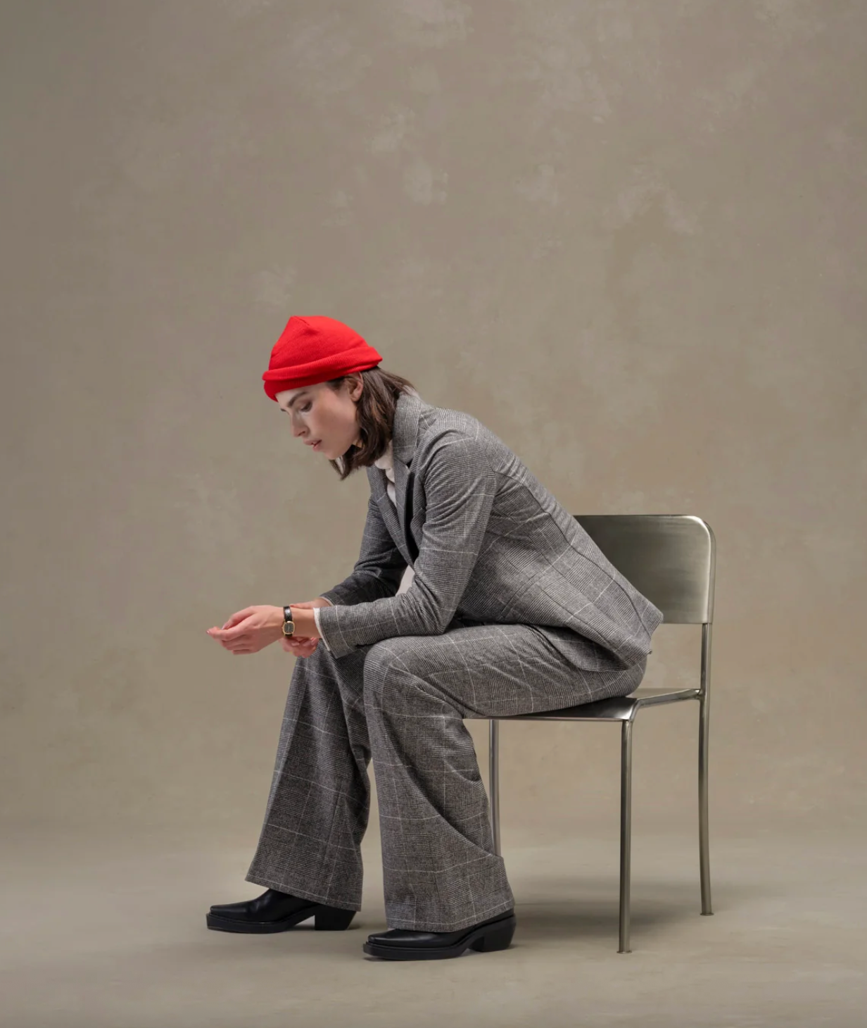 Masculine Trouser, Prince of Wales Fleece Masculine Trouser, Prince of Wales Fleece