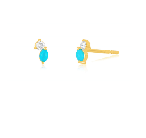 14k Double Treasure Stud Earring