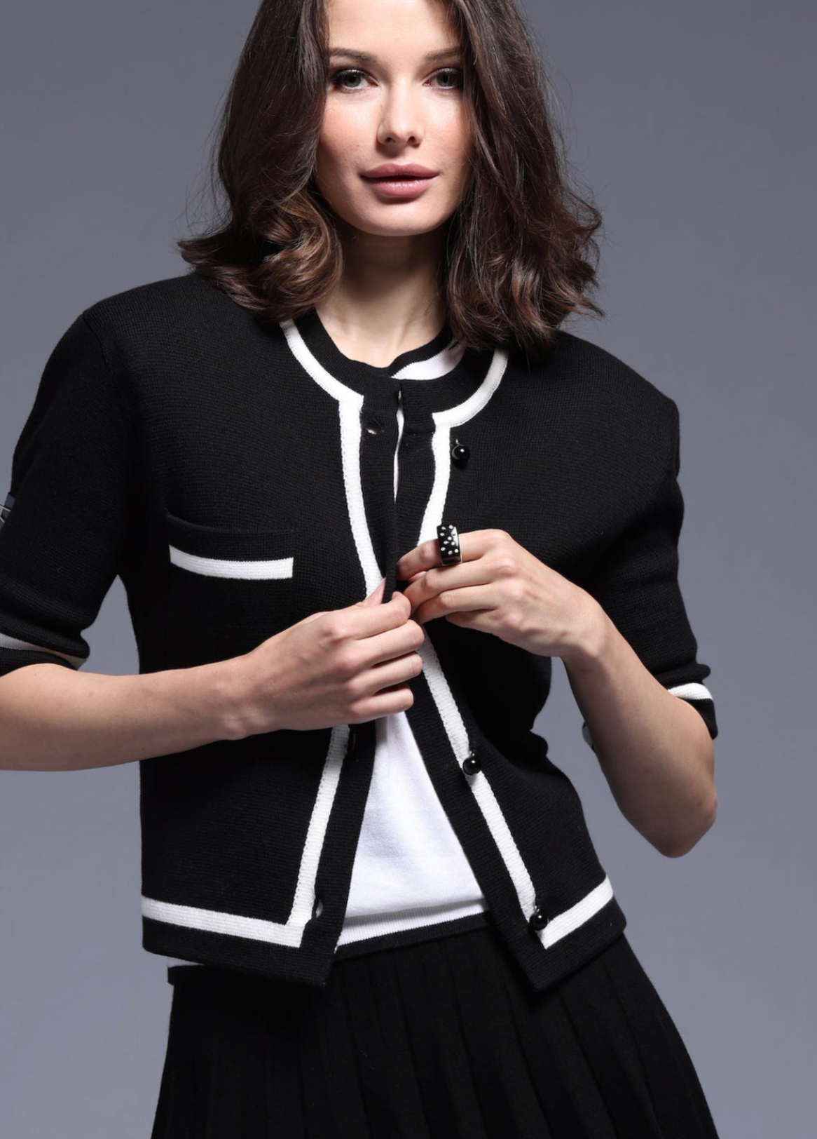 Short Sleeve Tipped Cropped Jacket