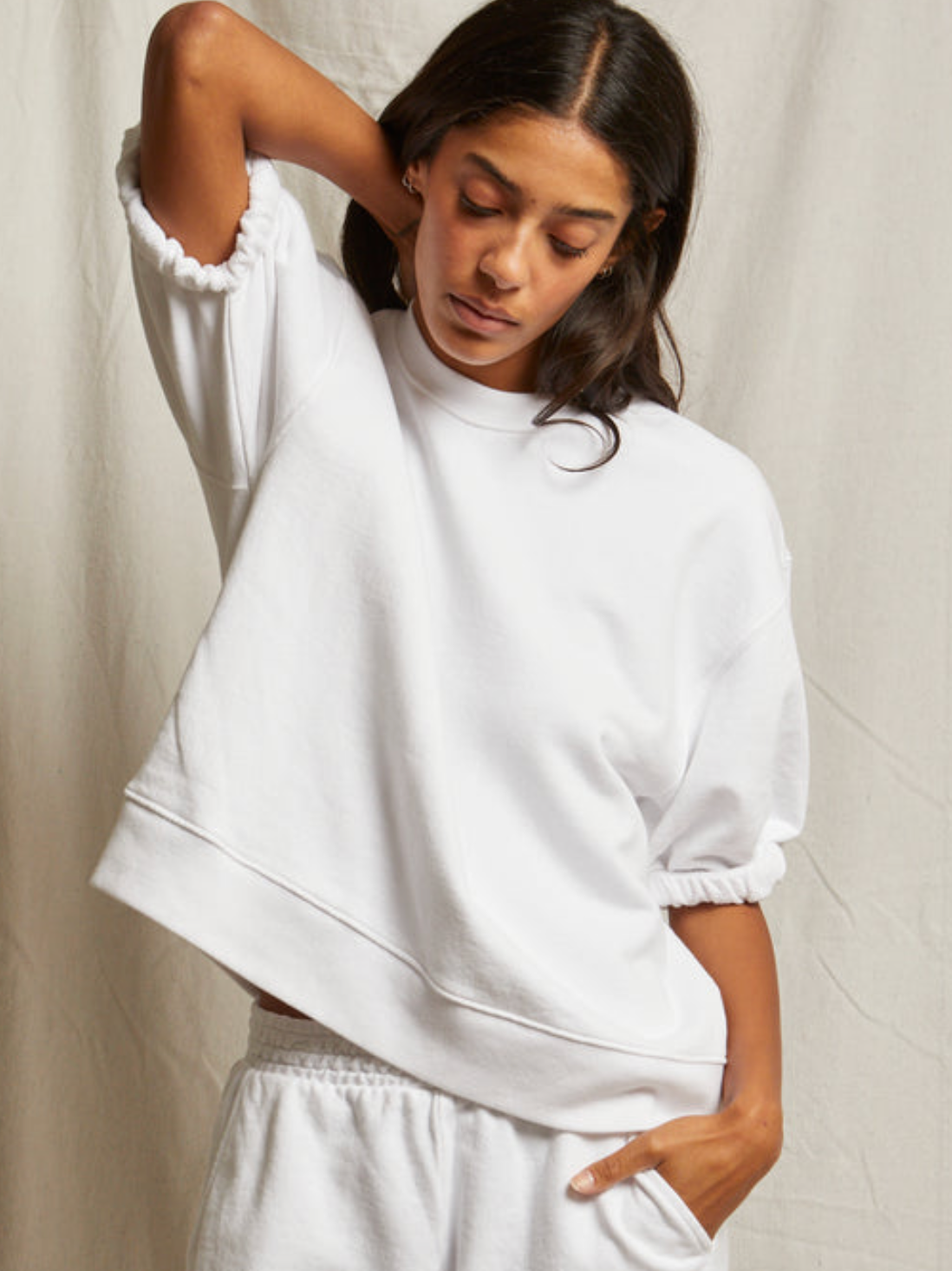 Rebecca French Terry 3/4 Puff Sleeve Sweatshirt