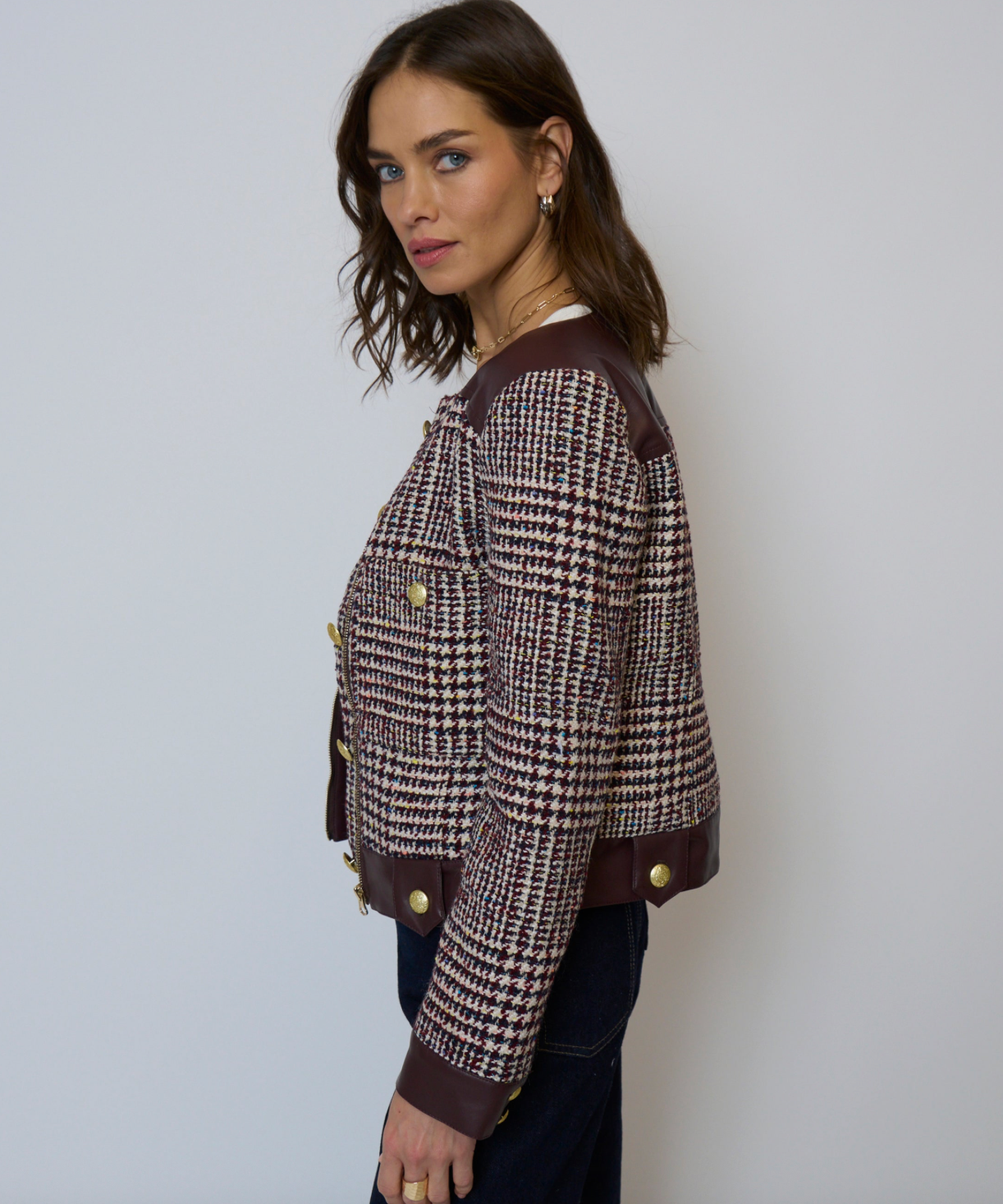 Billie Houndstooth Combo Jacket