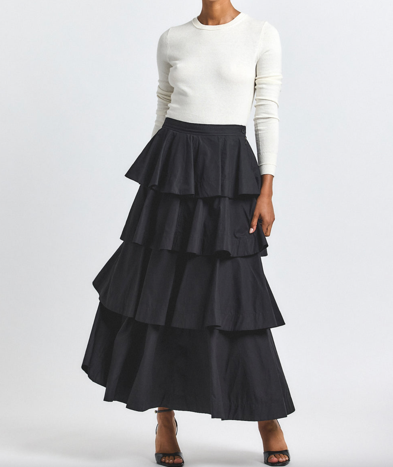 Perla Cotton Poly Tiered Ruffle Skirt