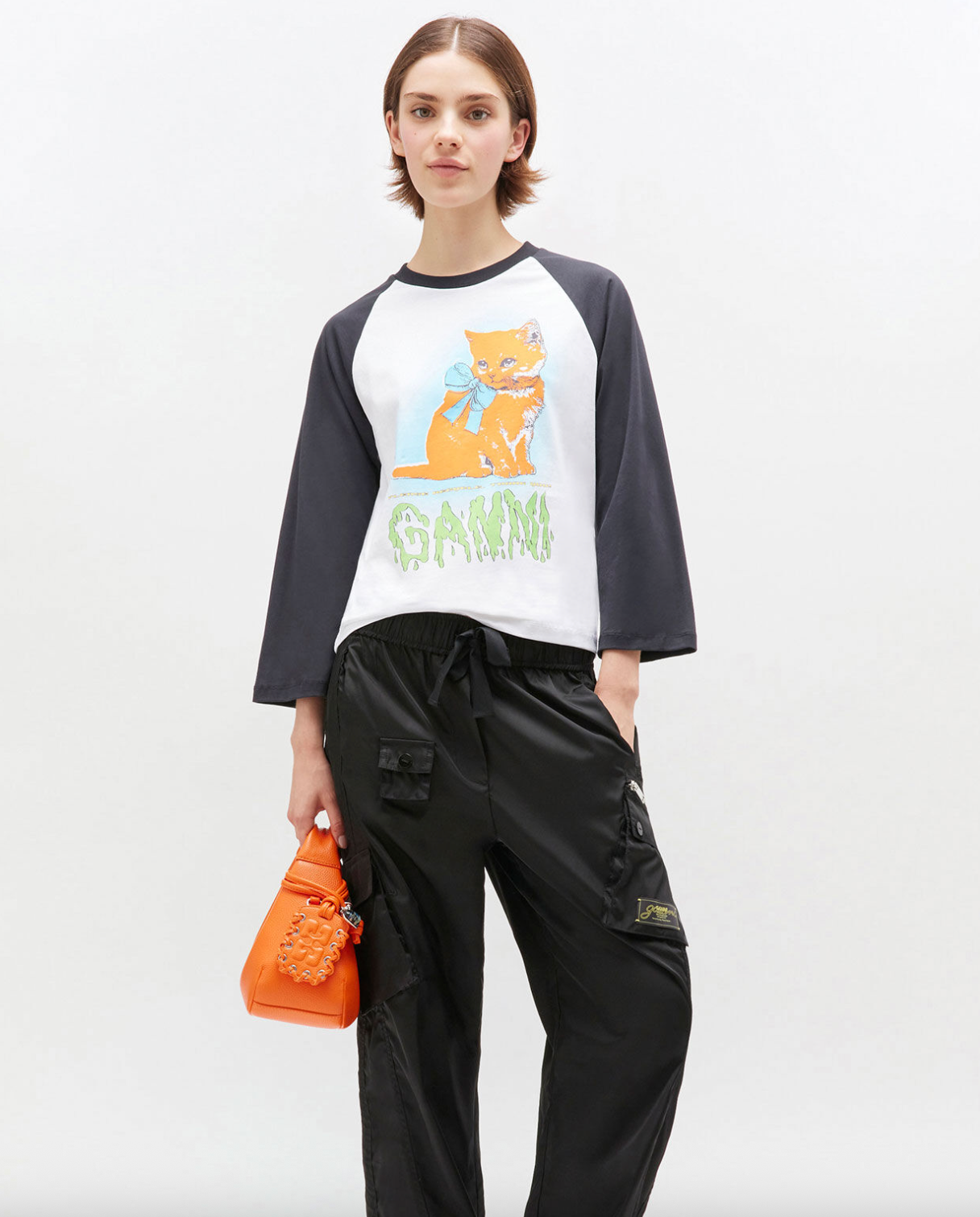 Basic Cotton Jersey Kitty Baby Fitted T-Shirt