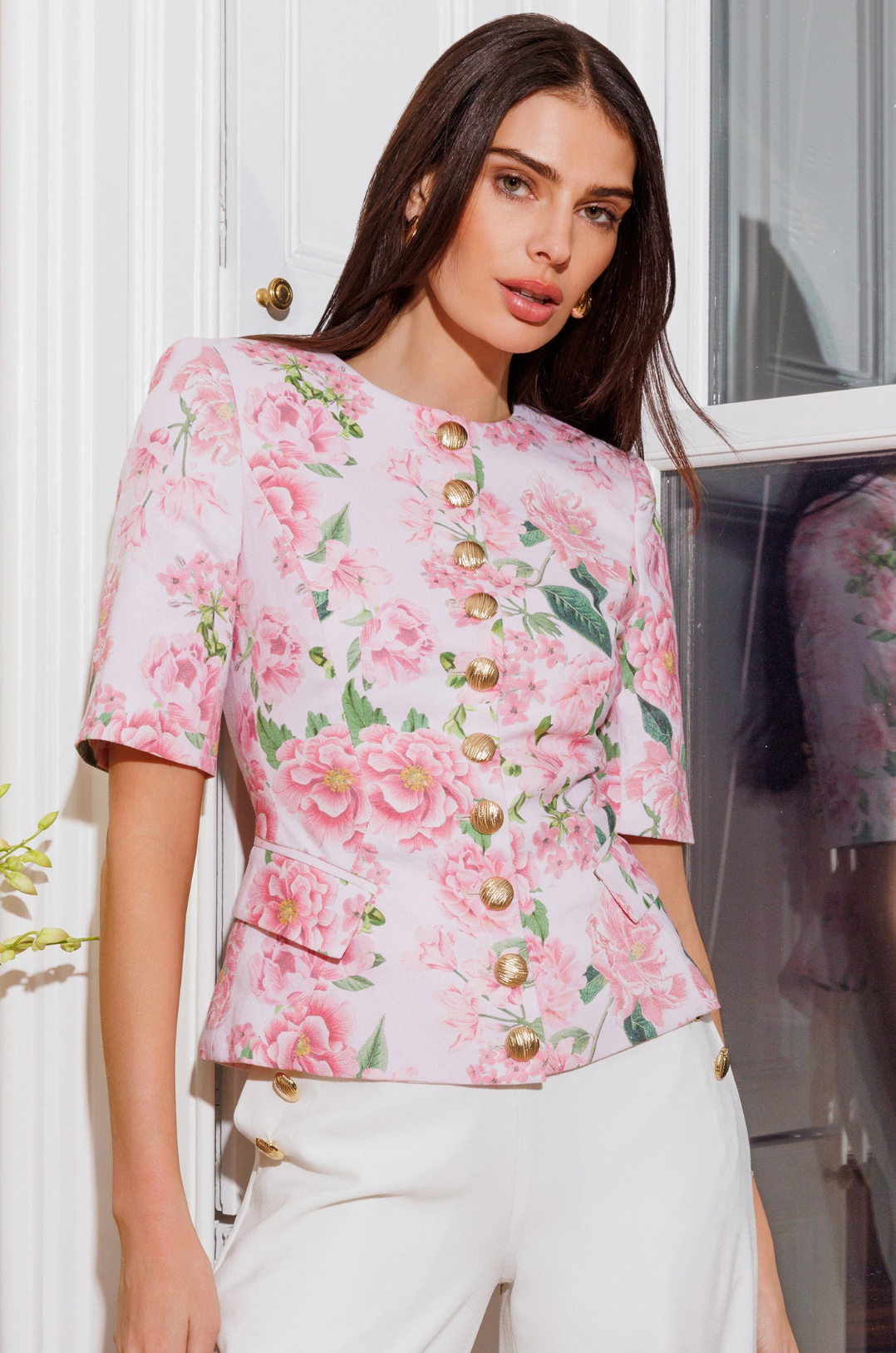 Adriana Floral Linen Jacket