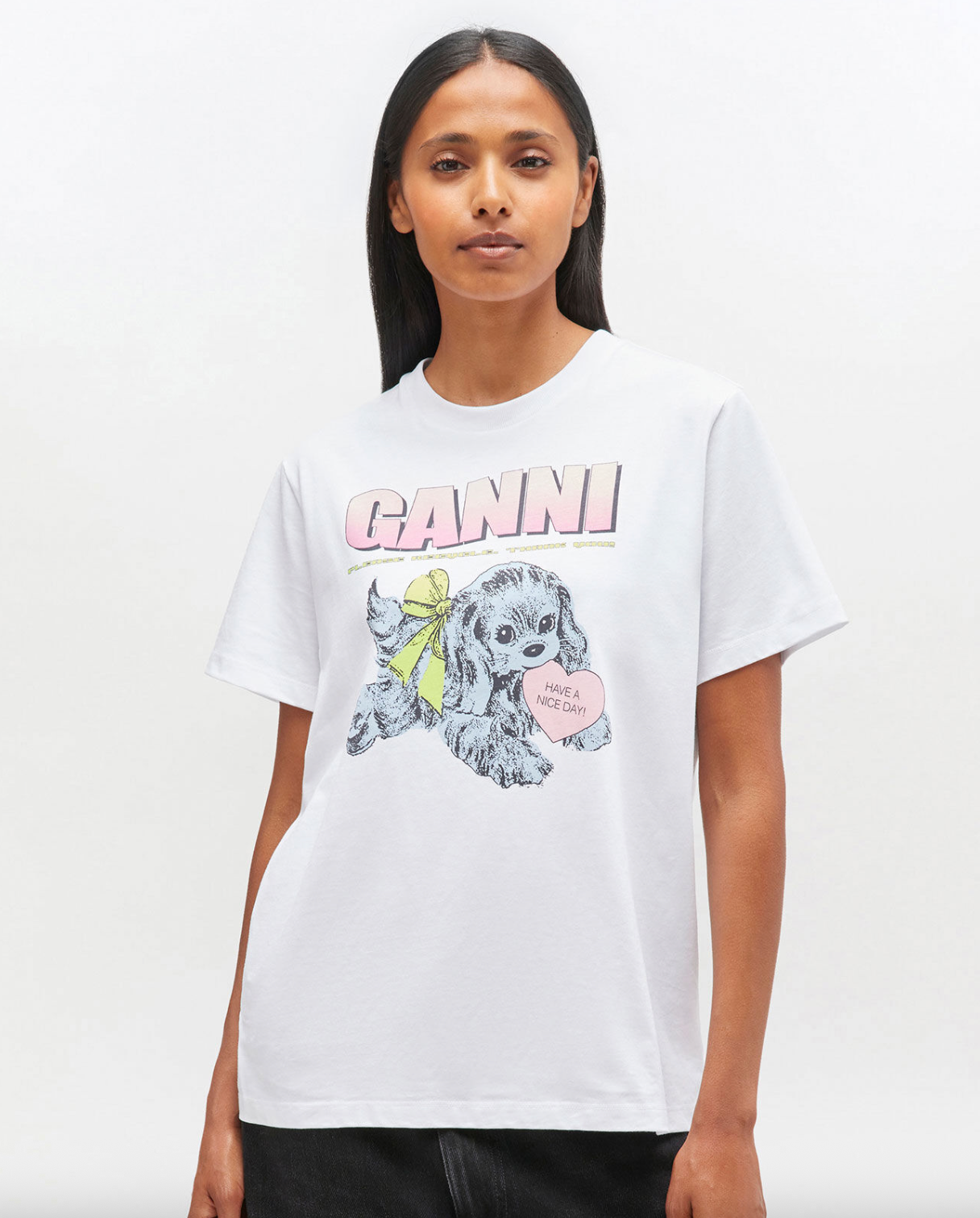 Basic Cotton Jersey Neon Puppy T-Shirt