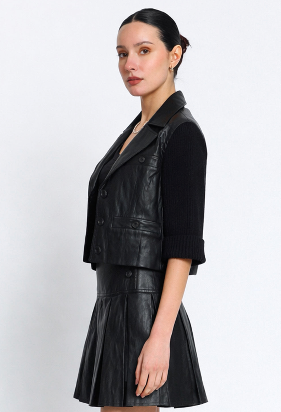 Quinn Cropped Vegan X Sweater Jacket