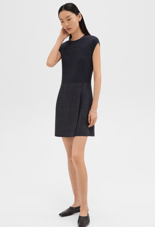 mini dress with wrap skirt short dress skirt Black Short Dress with Wrap Skirt
