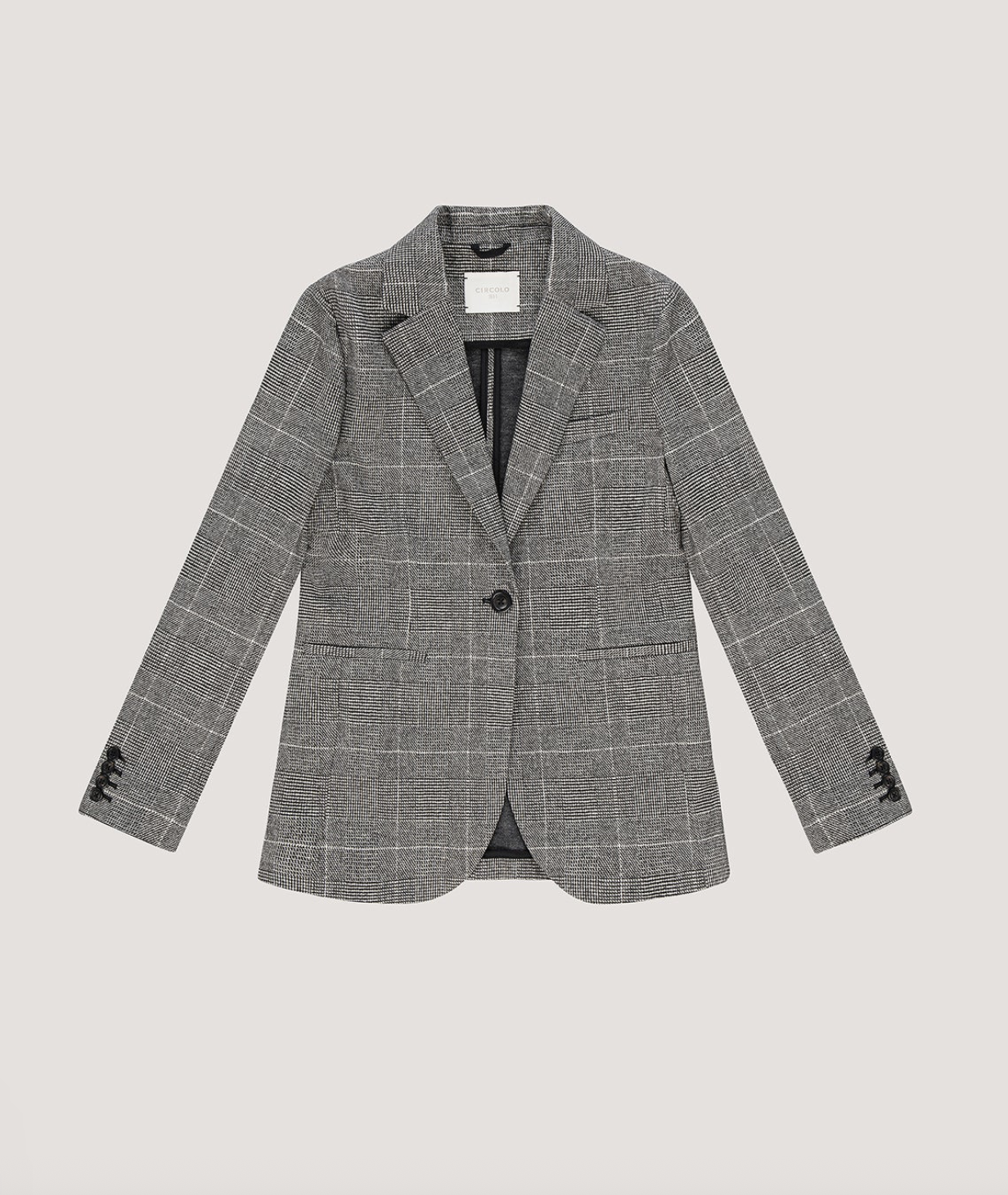 Slim Long 1 Button Blazer, Prince of Wales Fleece Slim Long 1 Button Blazer, Prince of Wales Fleece