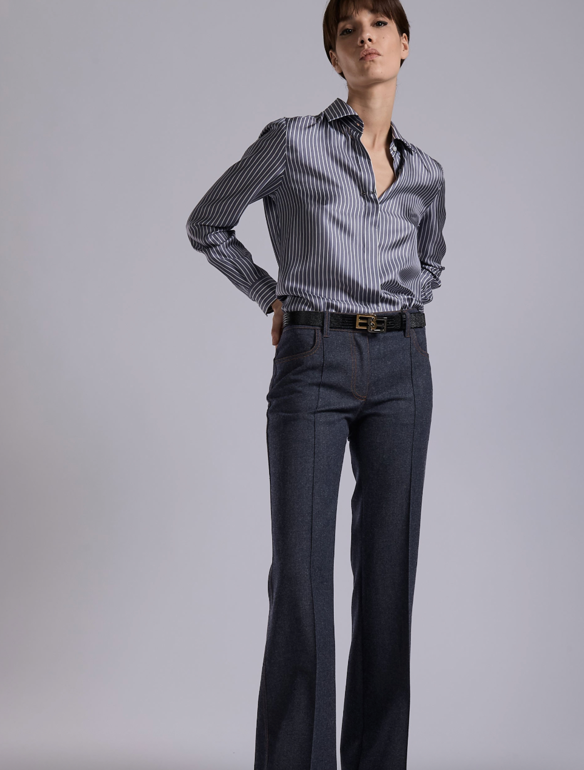 Pintuck Detail Straight Trouser