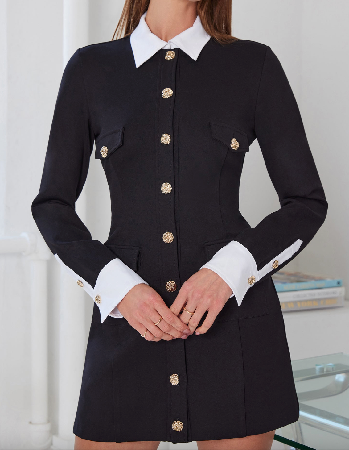 Kendall Poplin Combo Ponte Dress