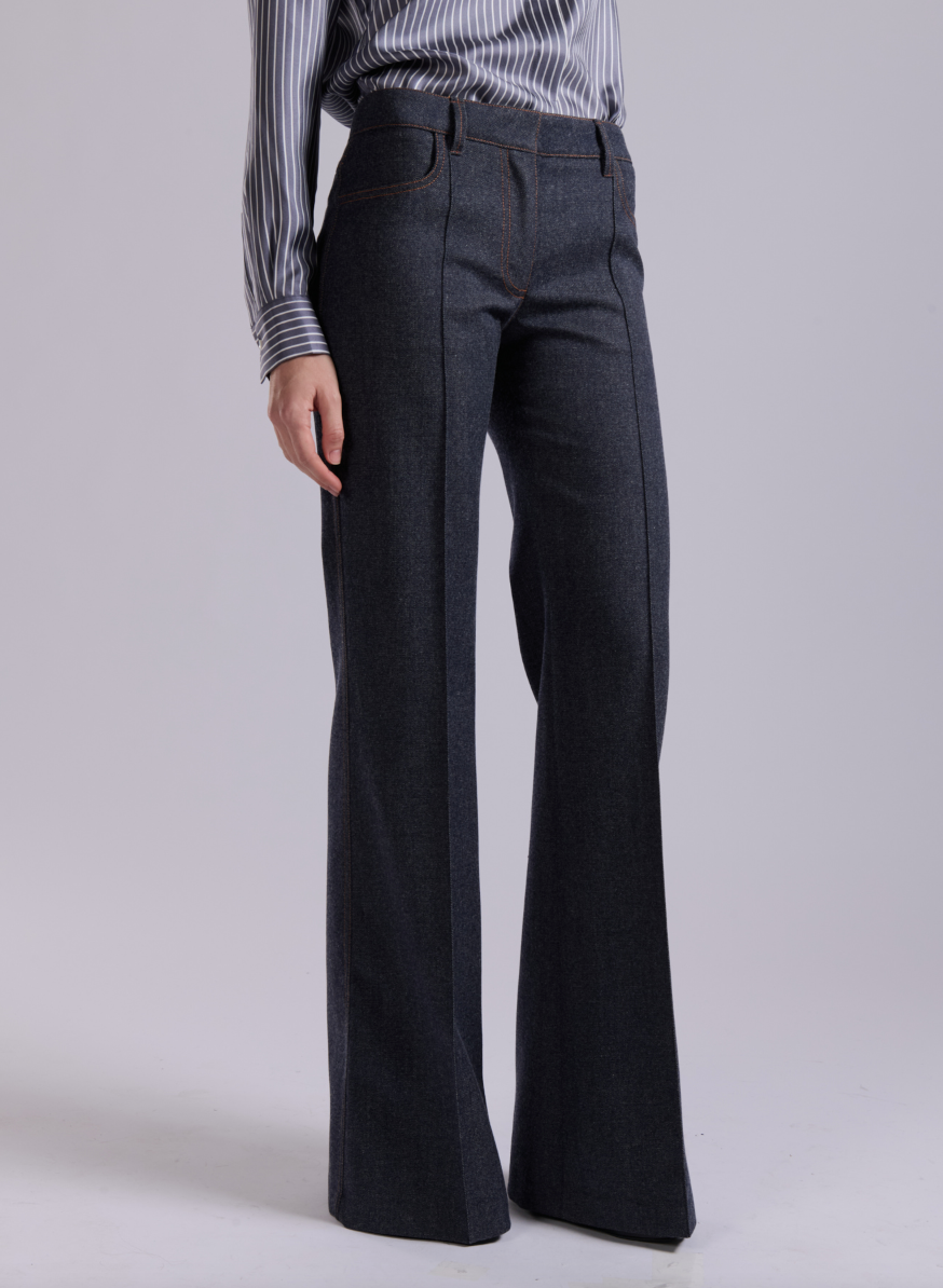 Pintuck Detail Straight Trouser