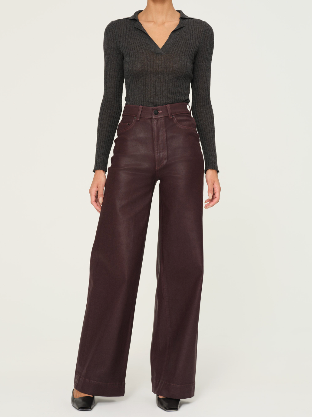 Karmine Refined Wide Leg, High Rise Coated