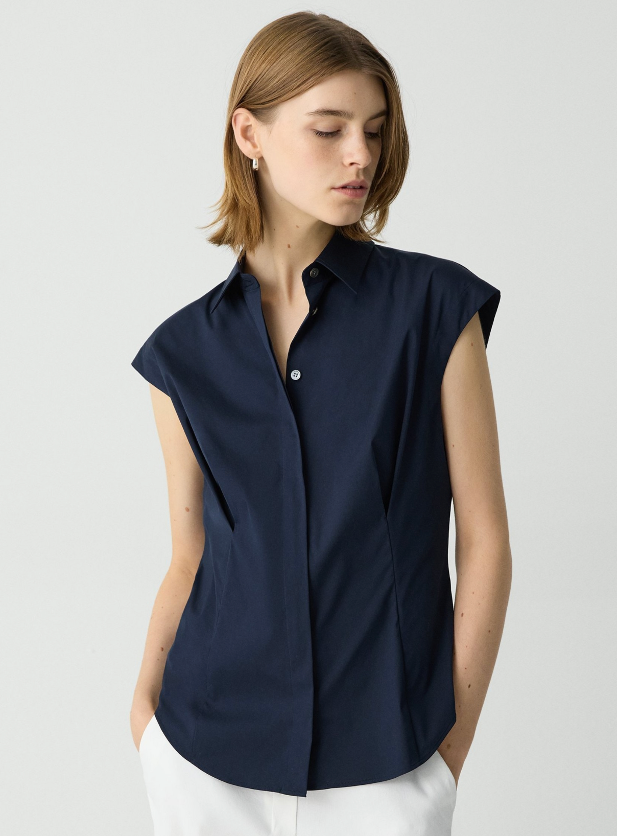 Cap Sleeve Button Up