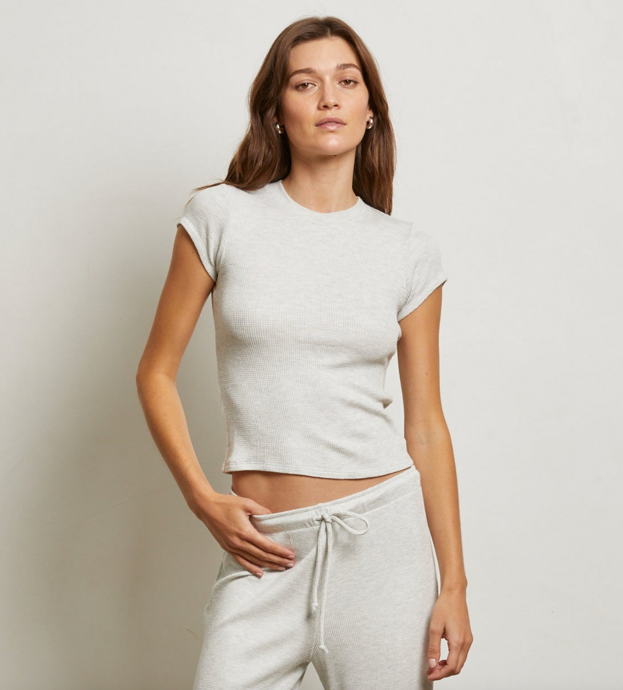 Mindy Brushed Waffle Short Sleeve Crew Neck Tee