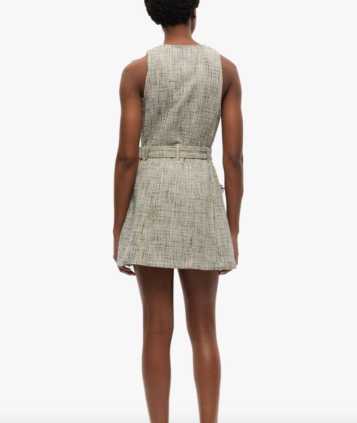 Summer Tweed Belt Mini Dress