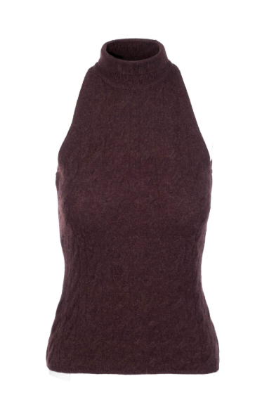 Coastal Cashmere Sleeveless Cable Turtleneck