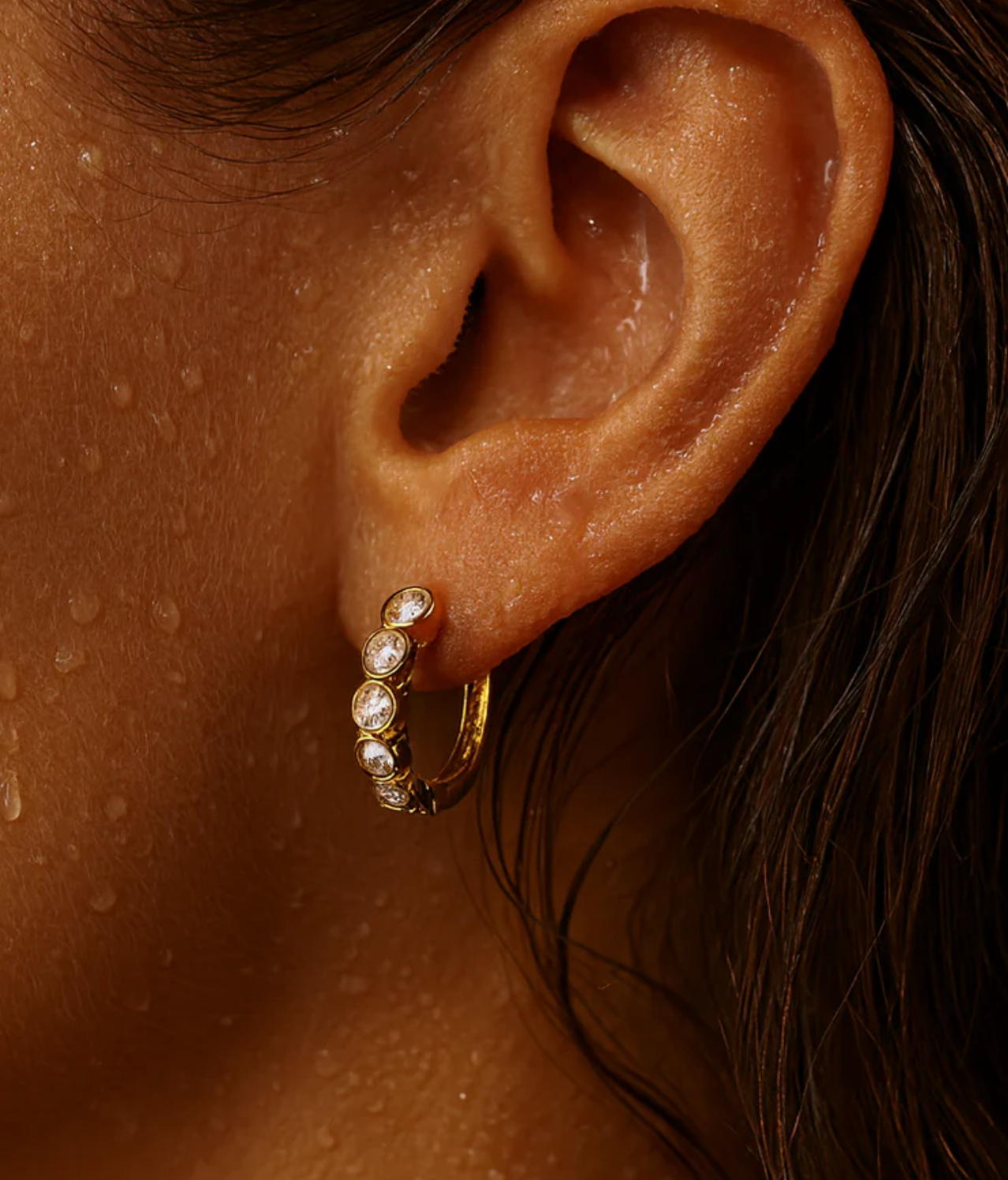 Varra Bezel Mini Hoop Earring
