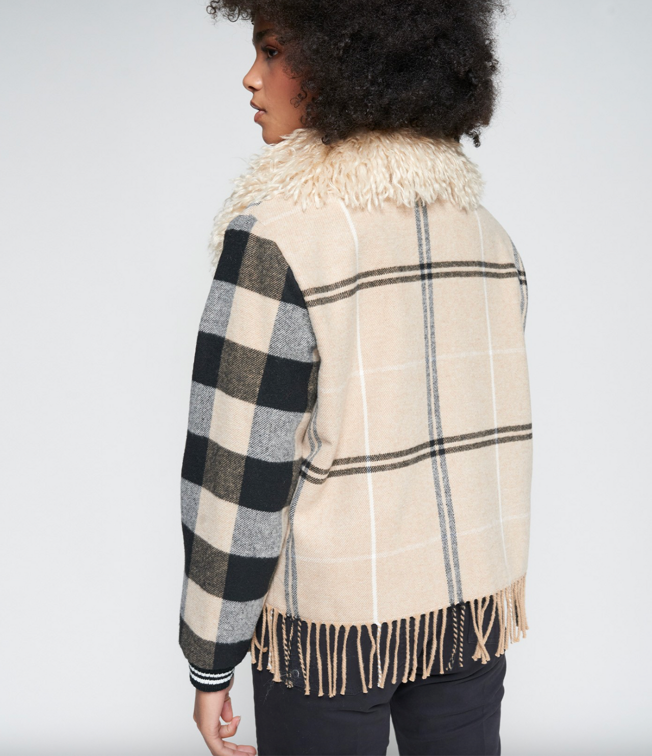 Fringed Plaid Jacket