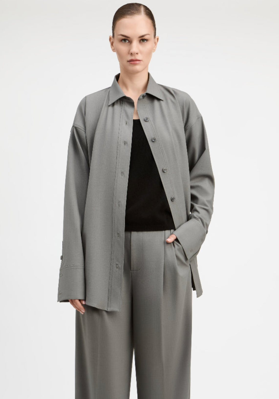 Crosshatch Stretch Suiting Relaxed Fit Shirt