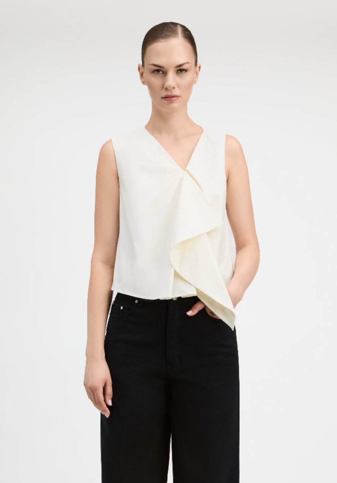 Creased Cotton Origami Pleated Shell Top