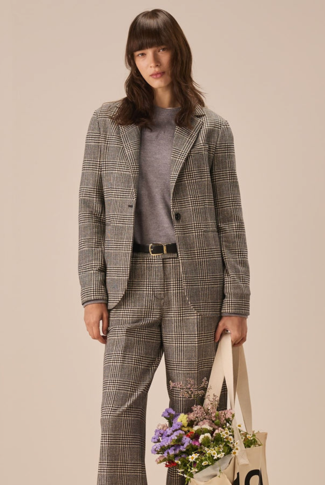 Slim Long One Button "Fleece Prince of Wales"
