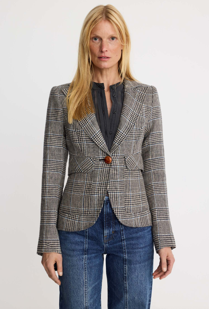 Smythe PATCH POCKET ONE BUTTON BLAZER Glen Check