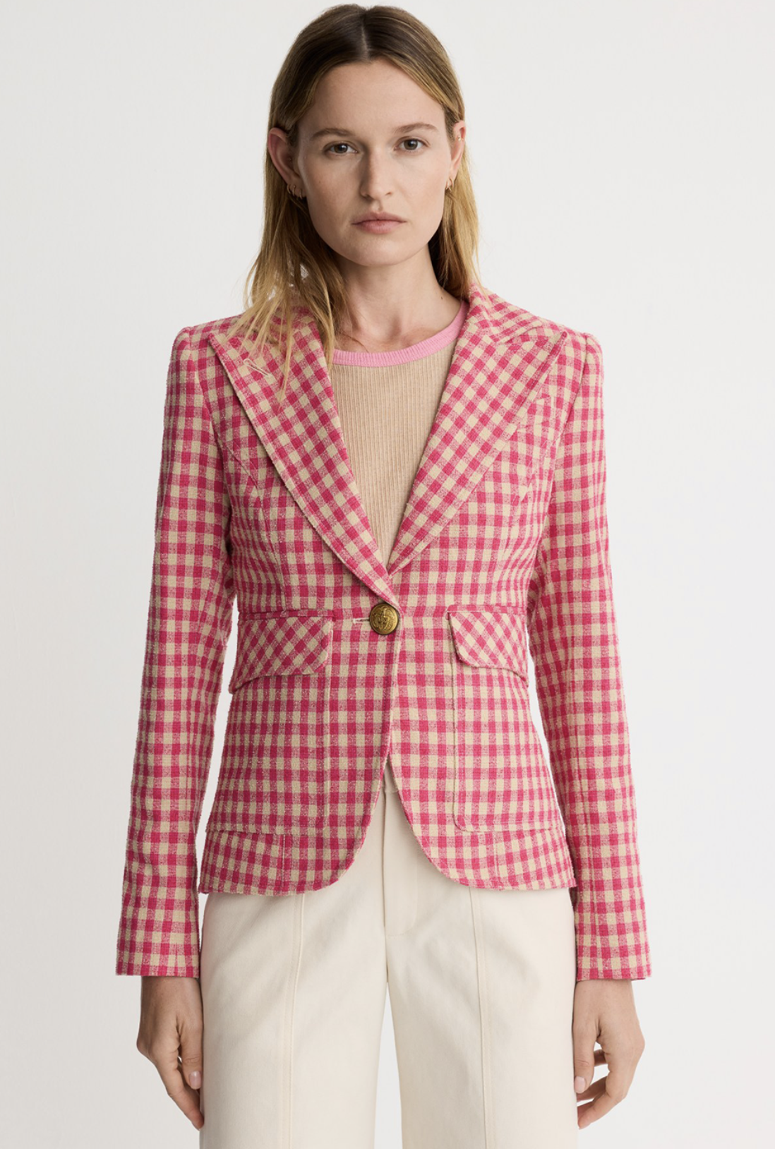 Smythe PATCH POCKET ONE BUTTON BLAZER Glen Check